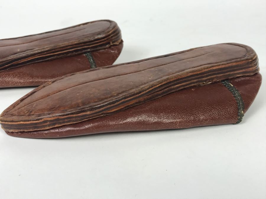 Pair Of Vintage Hand Made Leather Slippers With Embroidery [Photo 10]