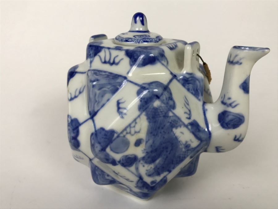 Signed Blue And White Asian Teapot [Photo 7]