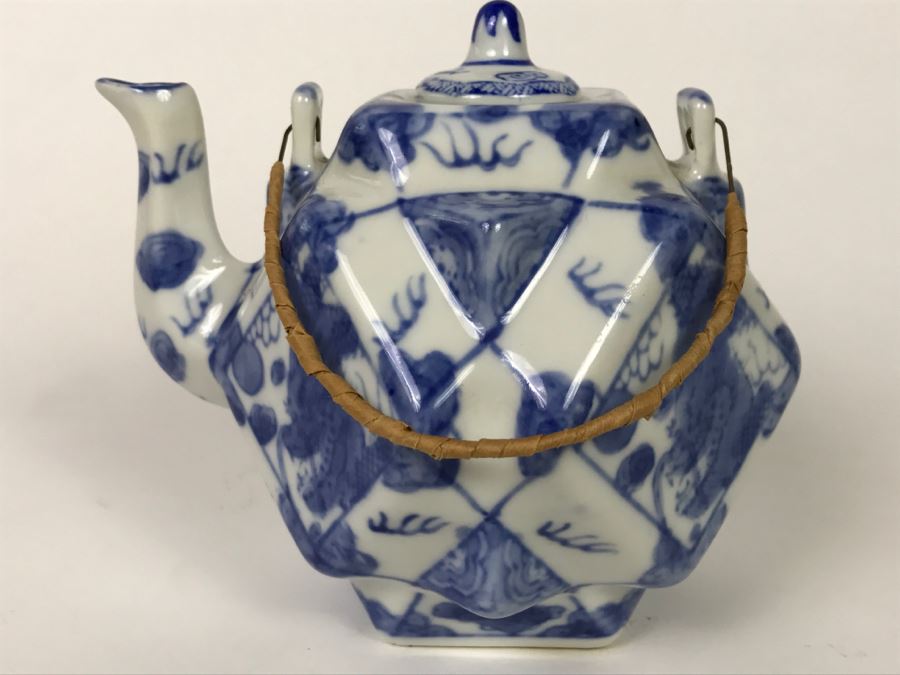 Signed Blue And White Asian Teapot [Photo 1]
