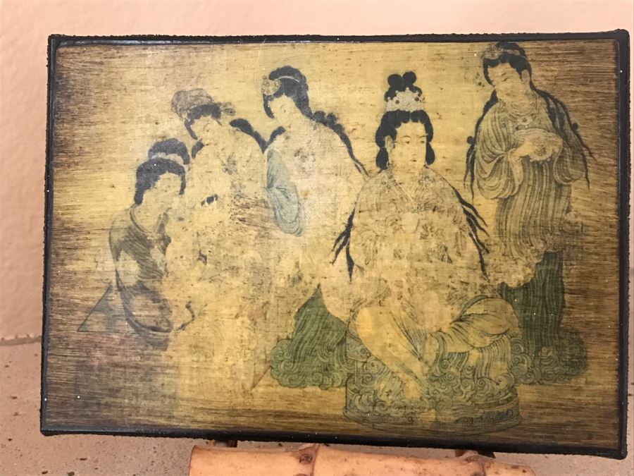 Pair Of Decorative Asian Artwork With Bamboo Stands [Photo 6]