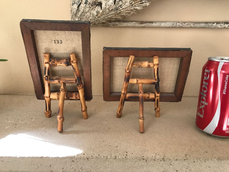 Pair Of Decorative Asian Artwork With Bamboo Stands [Photo 11]