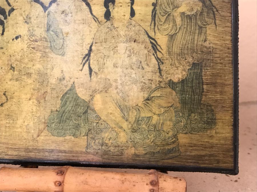 Pair Of Decorative Asian Artwork With Bamboo Stands [Photo 9]