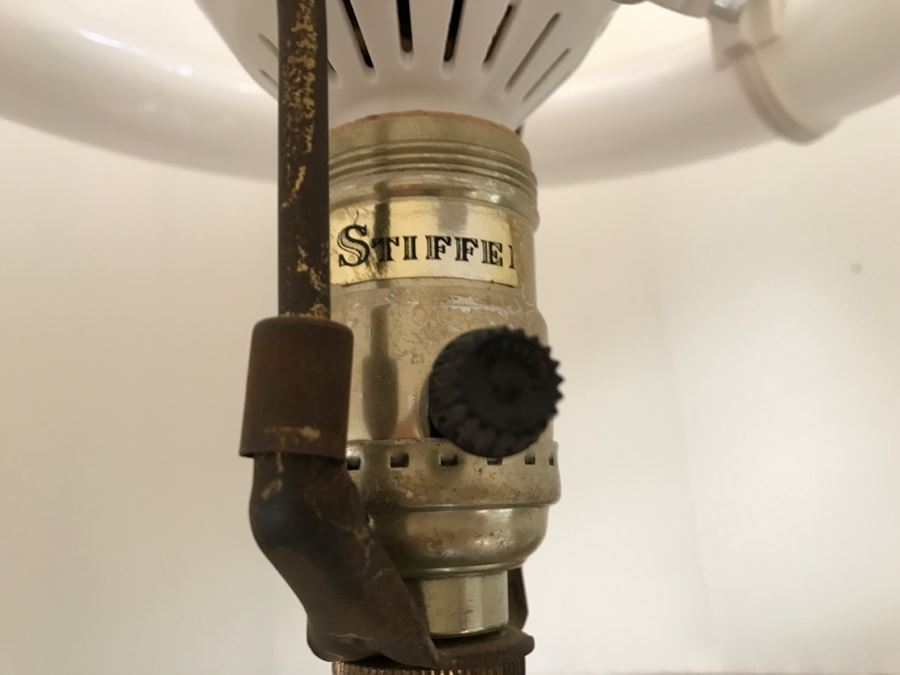 Pair Of Vintage Tall Brass And White Porcelain Table Lamps By Stiffel [Photo 11]