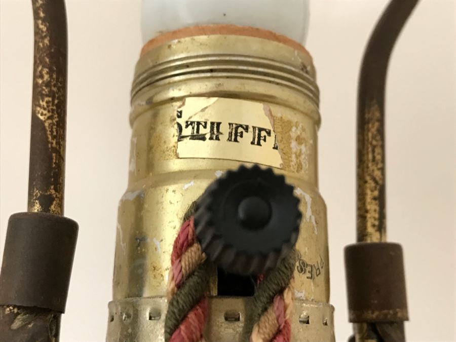 Pair Of Vintage Tall Brass And White Porcelain Table Lamps By Stiffel [Photo 8]