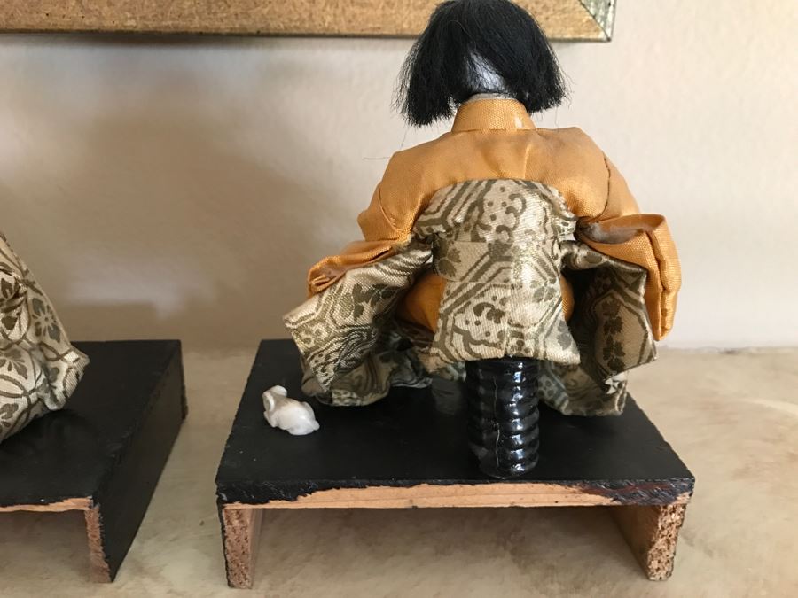 Set Of (4) Vintage Japanese Dolls On Wooden Stands [Photo 16]