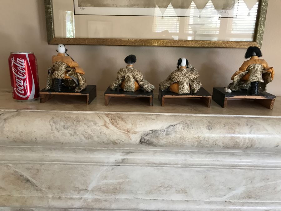 Set Of (4) Vintage Japanese Dolls On Wooden Stands [Photo 19]