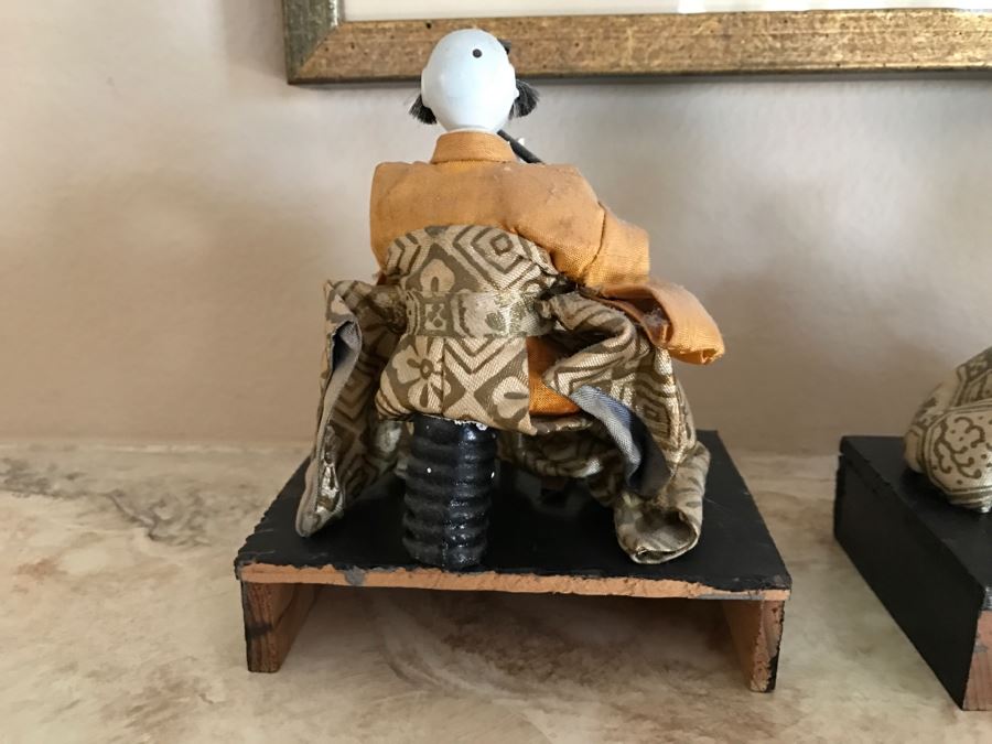 Set Of (4) Vintage Japanese Dolls On Wooden Stands [Photo 18]