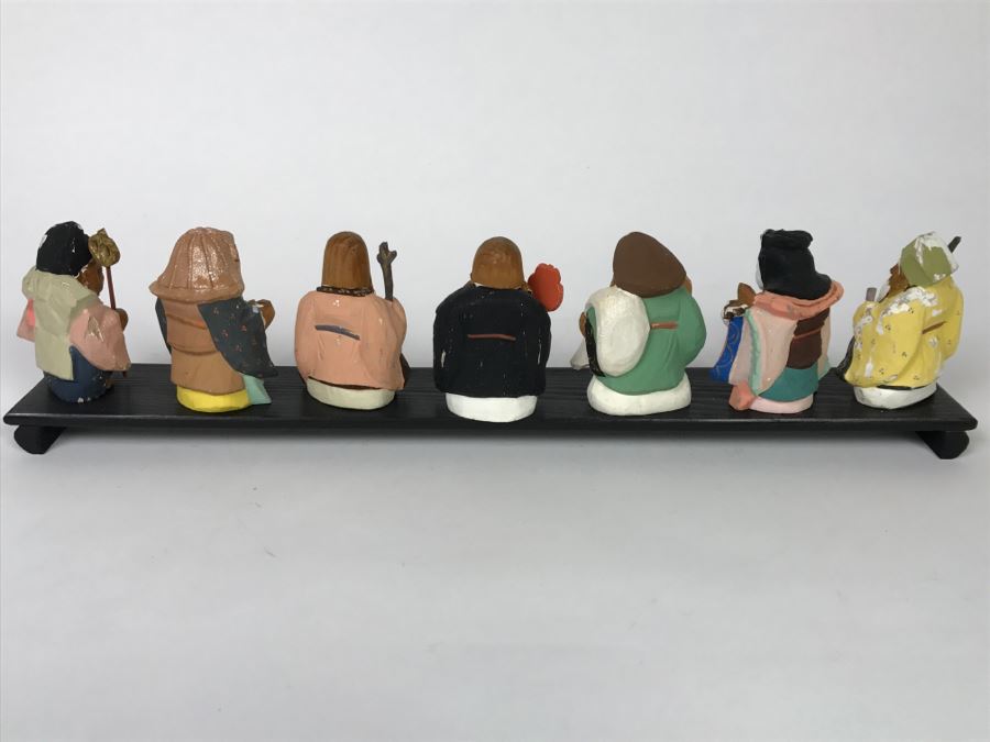 Small Wooden Carved And Hand Painted Asian Figurines With Stand [Photo 12]
