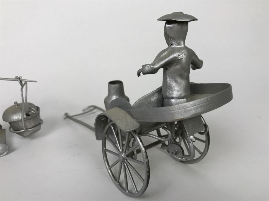 Pair Of Vintage Asian Silver Painted Metal Figurines [Photo 9]