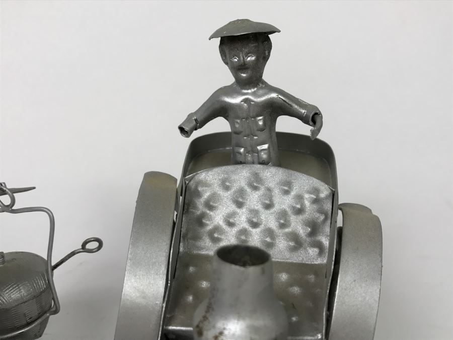 Pair Of Vintage Asian Silver Painted Metal Figurines [Photo 5]