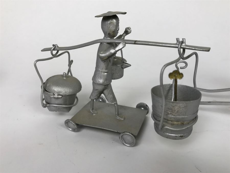 Pair Of Vintage Asian Silver Painted Metal Figurines [Photo 10]