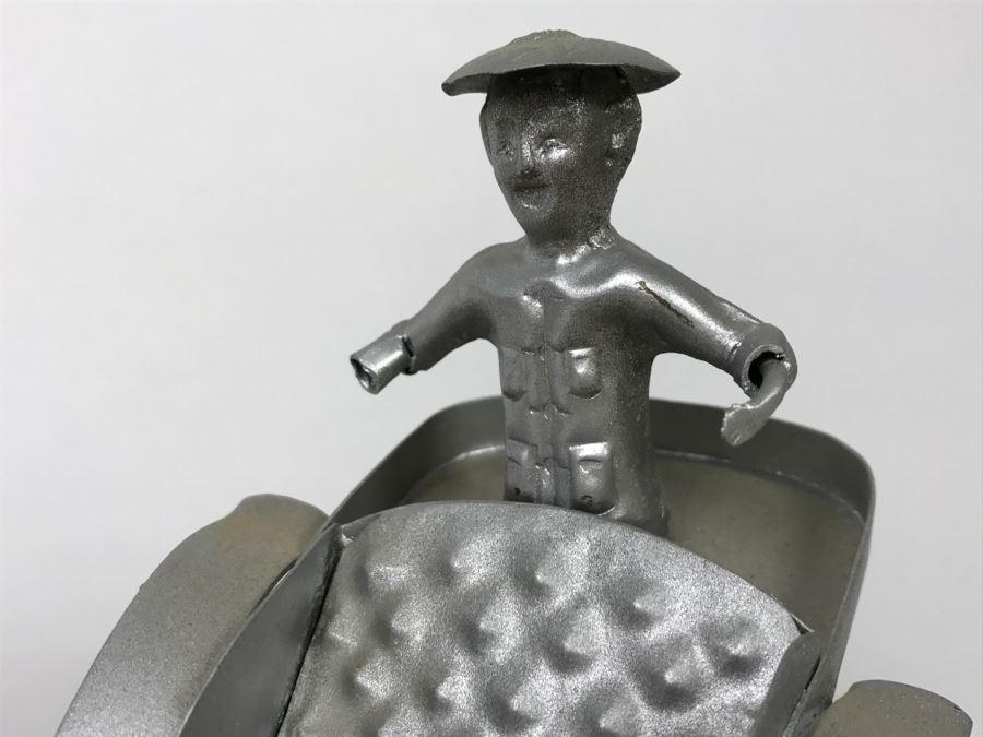 Pair Of Vintage Asian Silver Painted Metal Figurines [Photo 8]