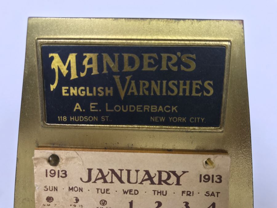 Vintage Advertising Mander's English Varnishes New York City 1913 Desk Calendar [Photo 3]