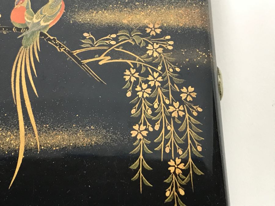 Vintage Signed Asian Cigarette Case With Bird And Floral Motif [Photo 4]