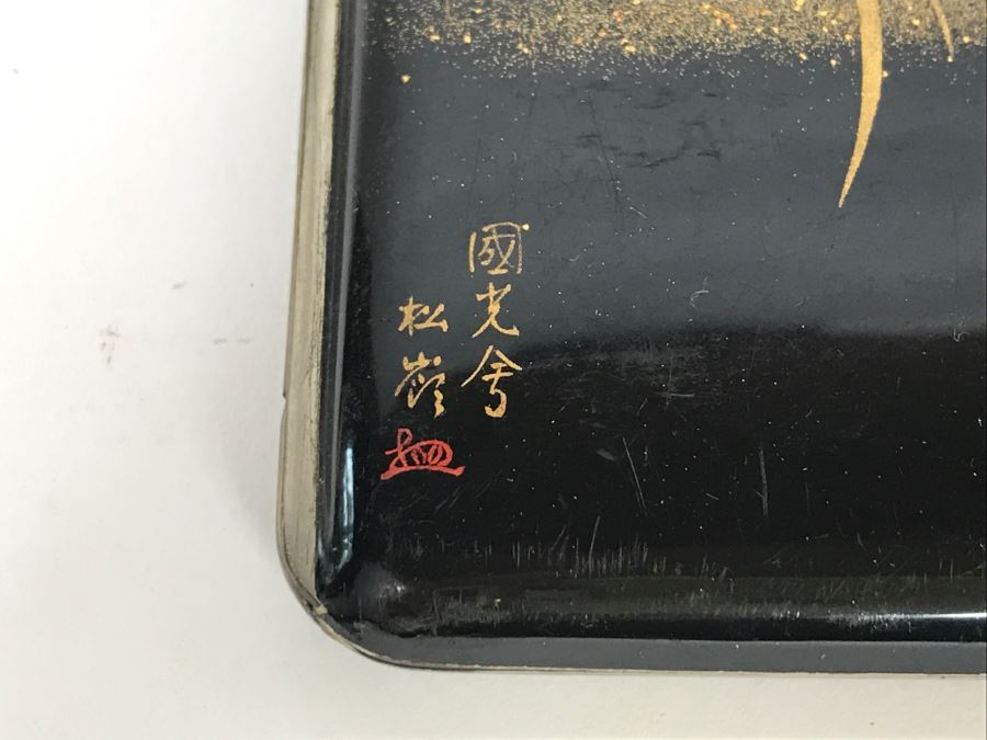 Vintage Signed Asian Cigarette Case With Bird And Floral Motif [Photo 2]