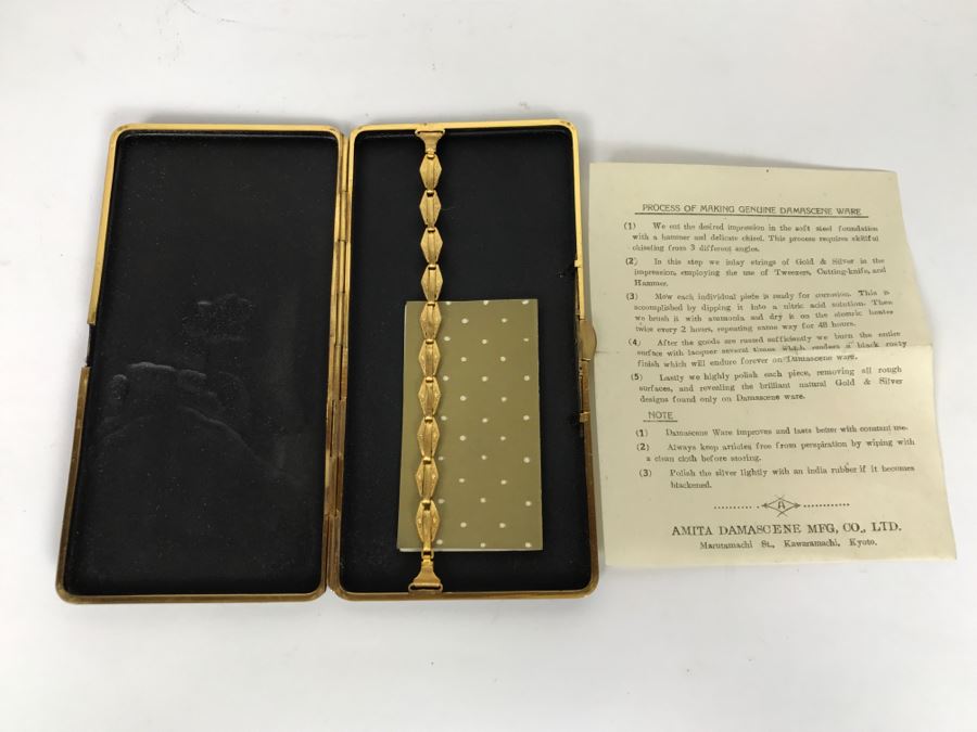 Vintage Japanese Kyoto Damascen Ware Case Gold And Silver Tiger Cigarette Case Amita Damascene [Photo 7]