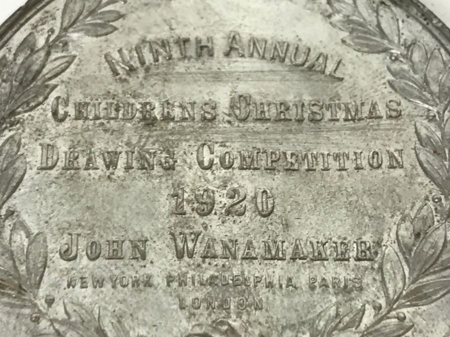 Vintage 1920 Token Coin Pendant From Ninth Annual John Wanamaker Childrens Christmas Drawing Competition [Photo 6]