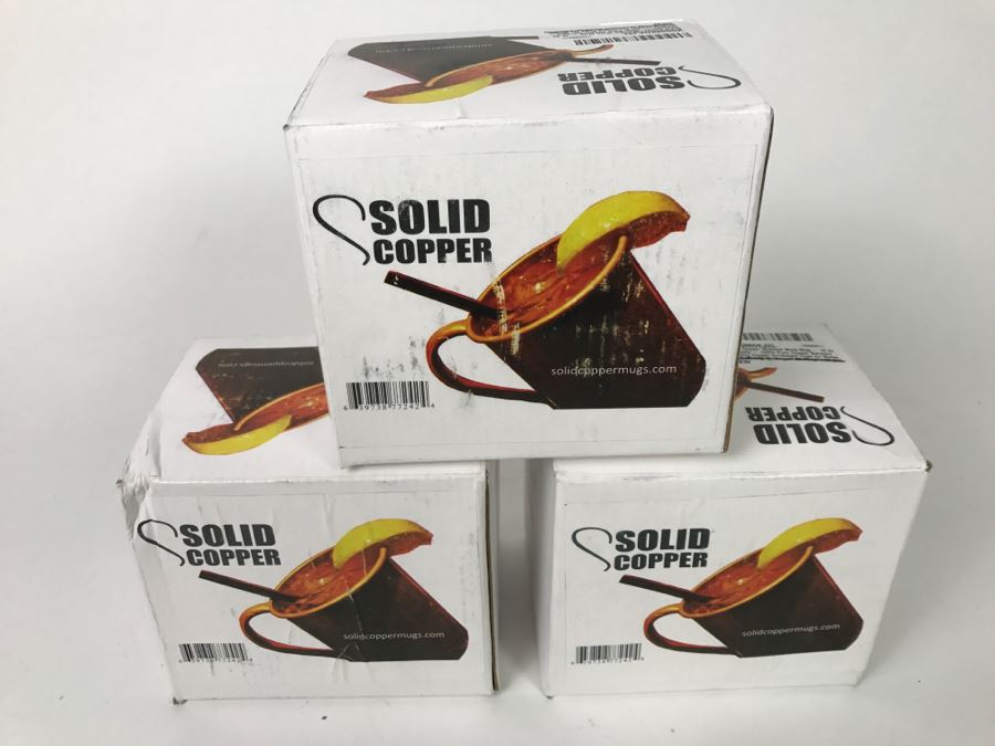 Set Of 3 New Solid Copper Mugs In Boxes [Photo 2]