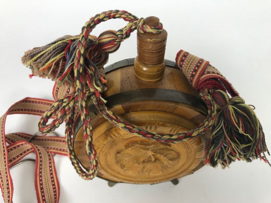 Carved Wooden Flask With Fruit Motif [Photo 4]