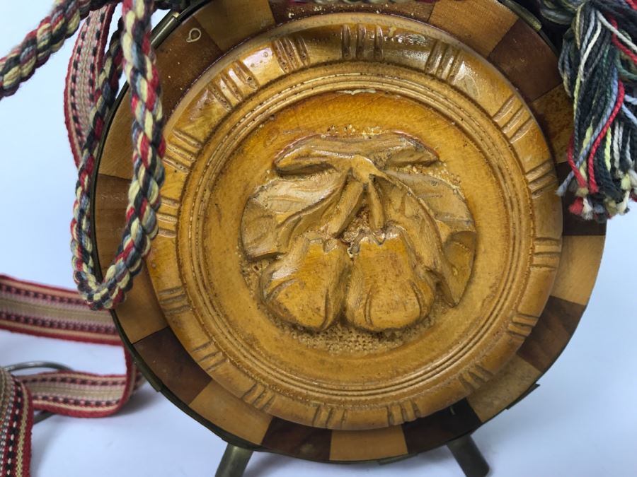 Carved Wooden Flask With Fruit Motif [Photo 3]