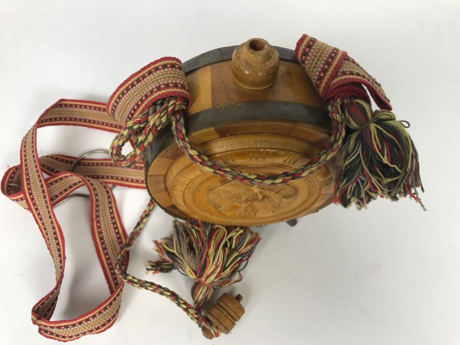 Carved Wooden Flask With Fruit Motif [Photo 5]