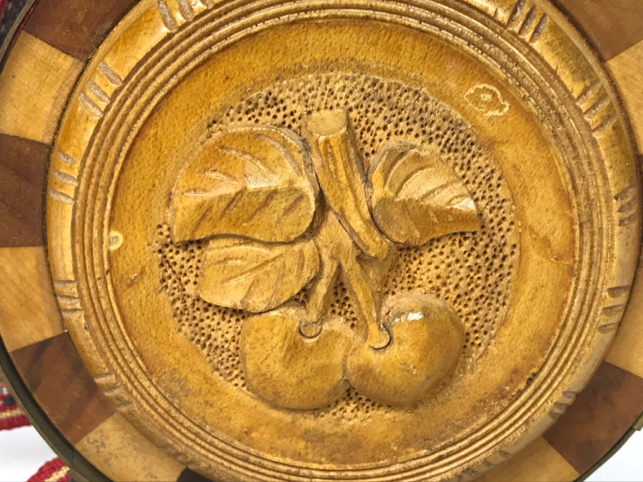 Carved Wooden Flask With Fruit Motif [Photo 8]