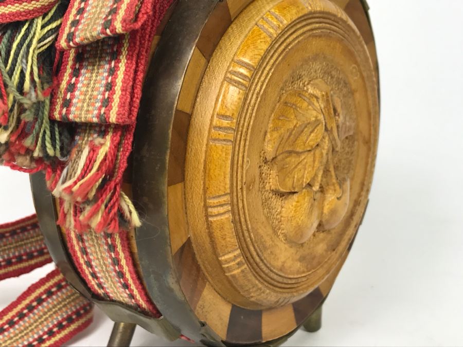 Carved Wooden Flask With Fruit Motif [Photo 9]