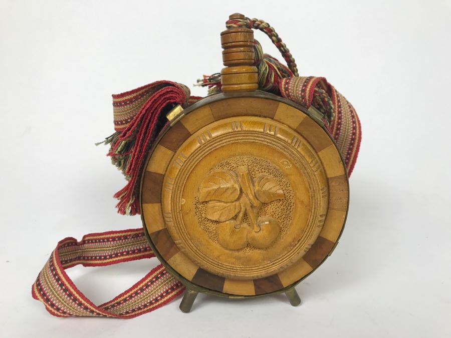 Carved Wooden Flask With Fruit Motif [Photo 7]