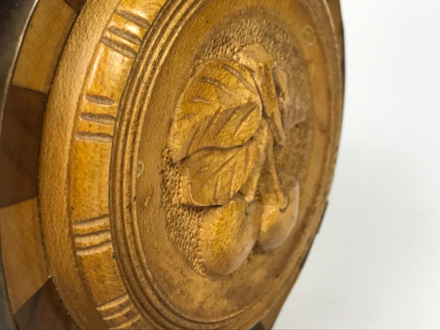 Carved Wooden Flask With Fruit Motif [Photo 10]