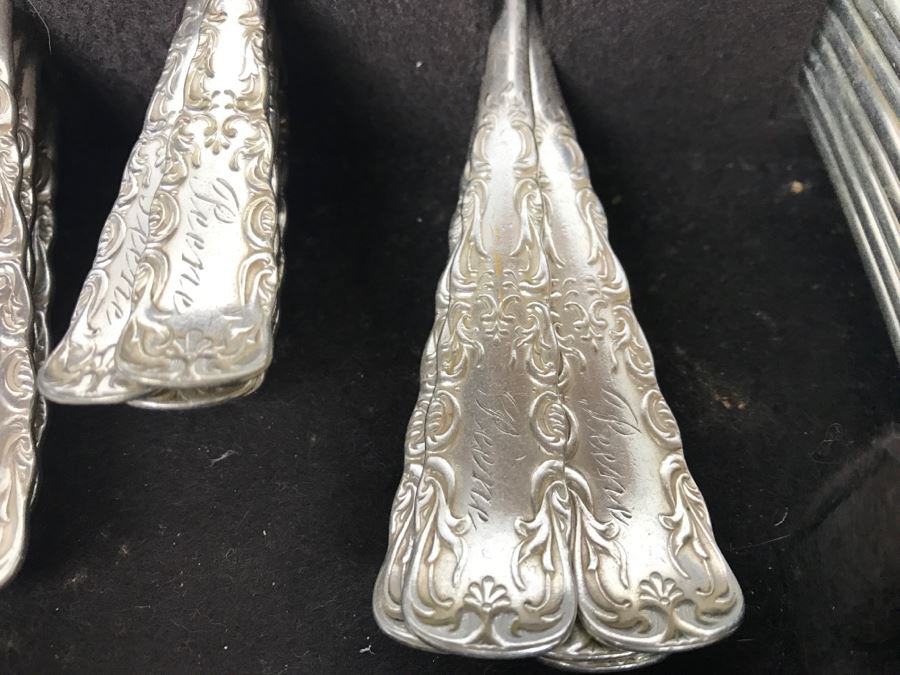 Wooden Silverware Box With (2) Separate Silverplate Flatware Patterns - 1847 Rogers Bros And Ekco Eterna Inverness Silver Plate [Photo 6]