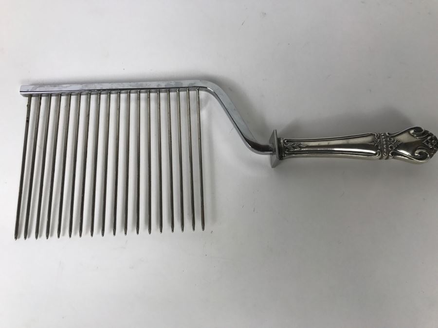 Vintage Web Floral Design Sterling Silver 925 Handle Angel Food Cake Comb Server [Photo 11]