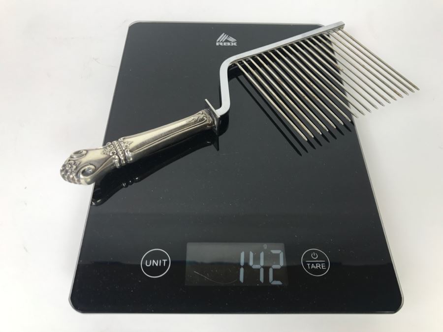 Vintage Web Floral Design Sterling Silver 925 Handle Angel Food Cake Comb Server [Photo 12]