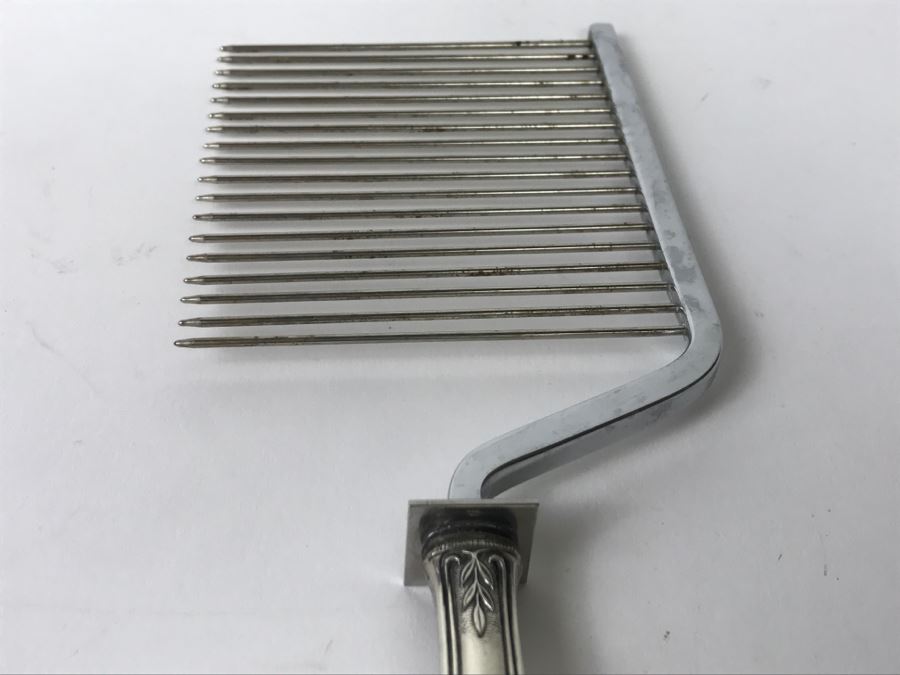 Vintage Web Floral Design Sterling Silver 925 Handle Angel Food Cake Comb Server [Photo 8]