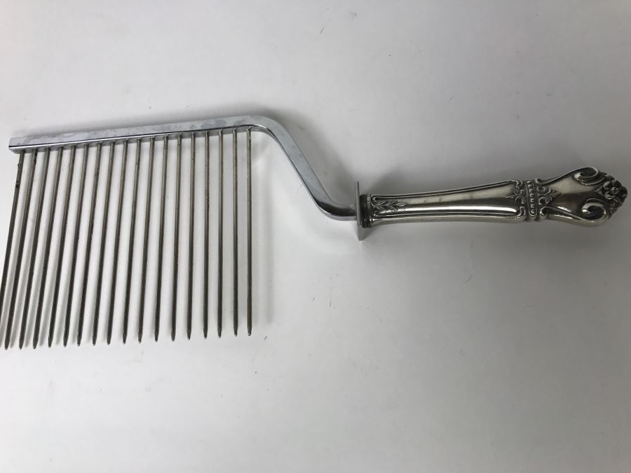 Vintage Web Floral Design Sterling Silver 925 Handle Angel Food Cake Comb Server [Photo 9]