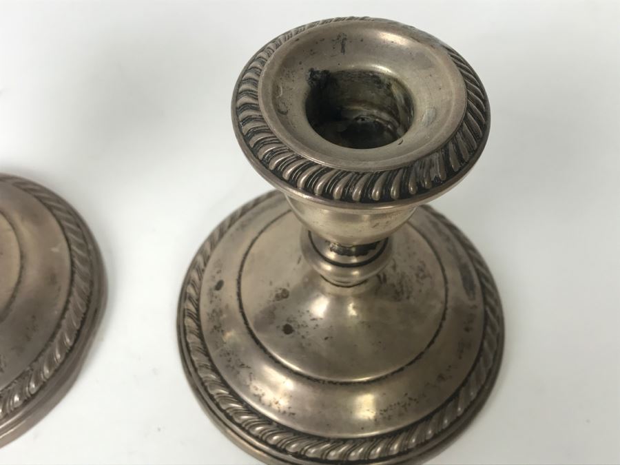 Pair Of Gorham Sterling Silver Weighted Candlestick Holders - One Is Broken [Photo 5]