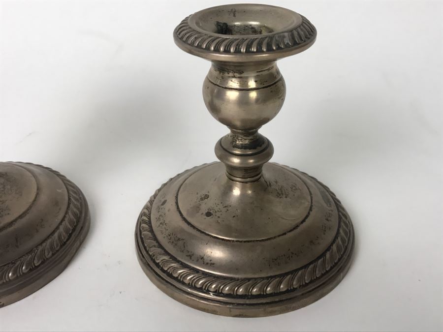 Pair Of Gorham Sterling Silver Weighted Candlestick Holders - One Is Broken [Photo 2]
