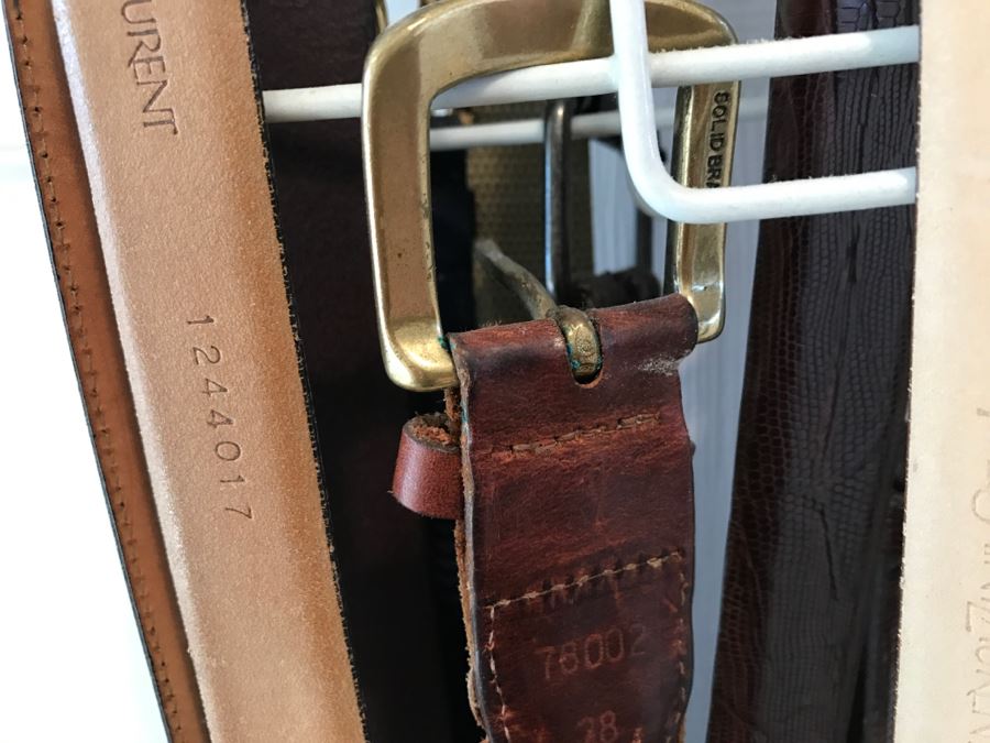 Nice Collection Of Men's Leather Dress Belts Yves Saint Laurent, Pierre Cardin And More Sizes 38ish [Photo 10]