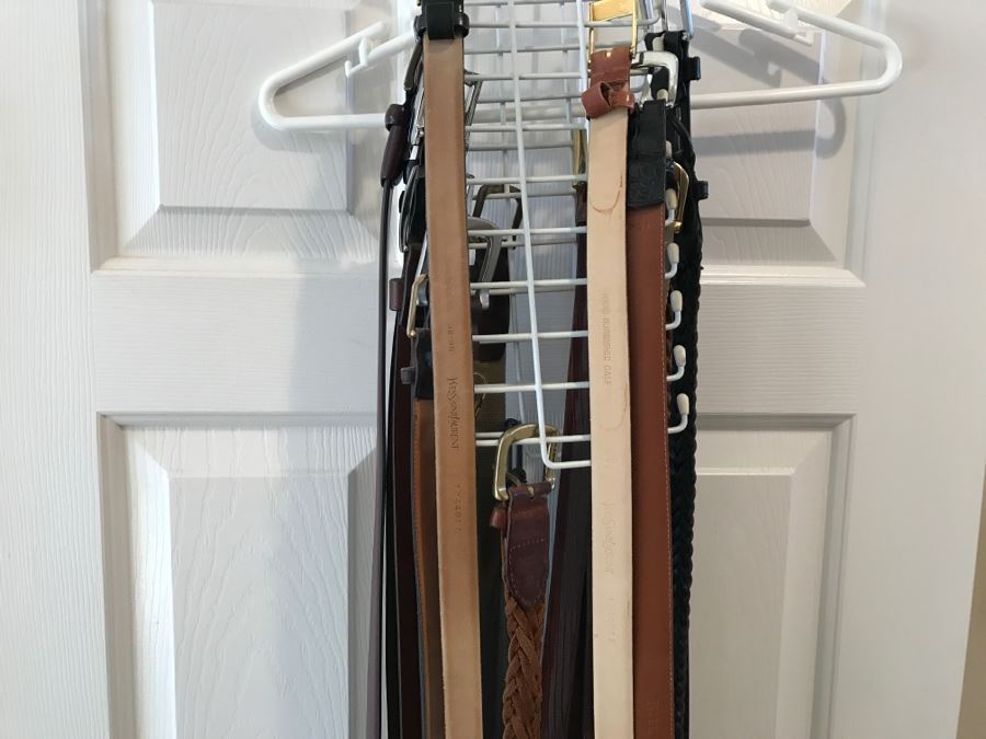 Nice Collection Of Men's Leather Dress Belts Yves Saint Laurent, Pierre Cardin And More Sizes 38ish [Photo 4]