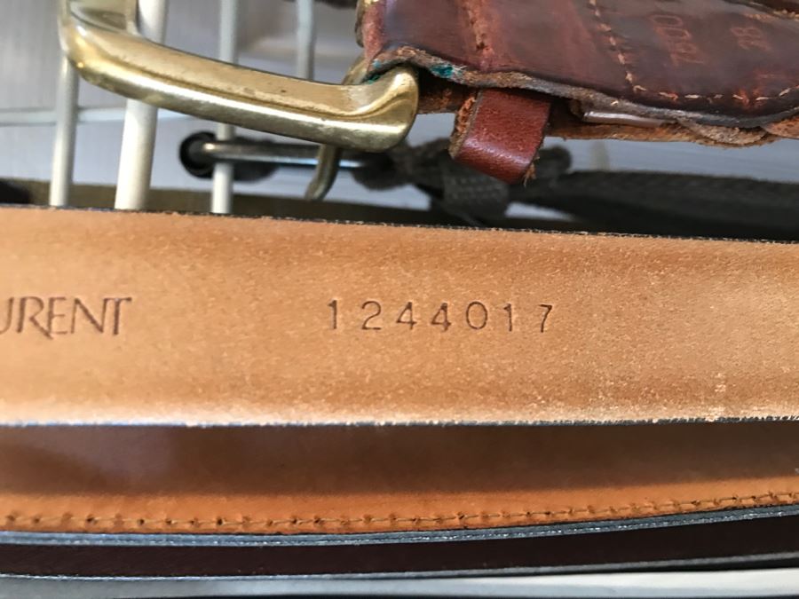 Nice Collection Of Men's Leather Dress Belts Yves Saint Laurent, Pierre Cardin And More Sizes 38ish [Photo 9]