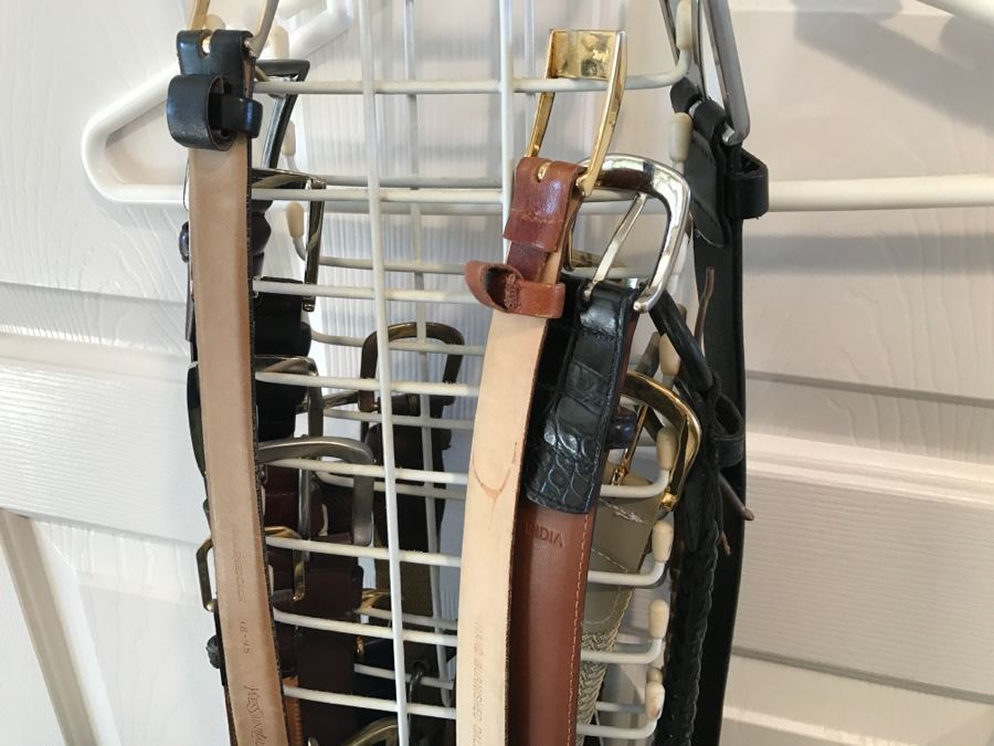 Nice Collection Of Men's Leather Dress Belts Yves Saint Laurent, Pierre Cardin And More Sizes 38ish [Photo 13]