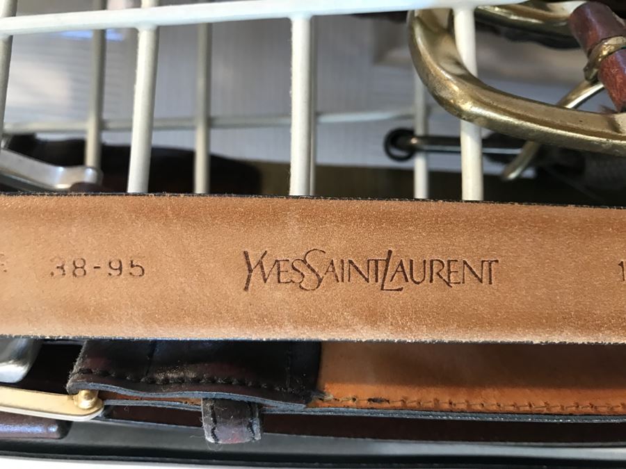 Nice Collection Of Men's Leather Dress Belts Yves Saint Laurent, Pierre Cardin And More Sizes 38ish [Photo 7]