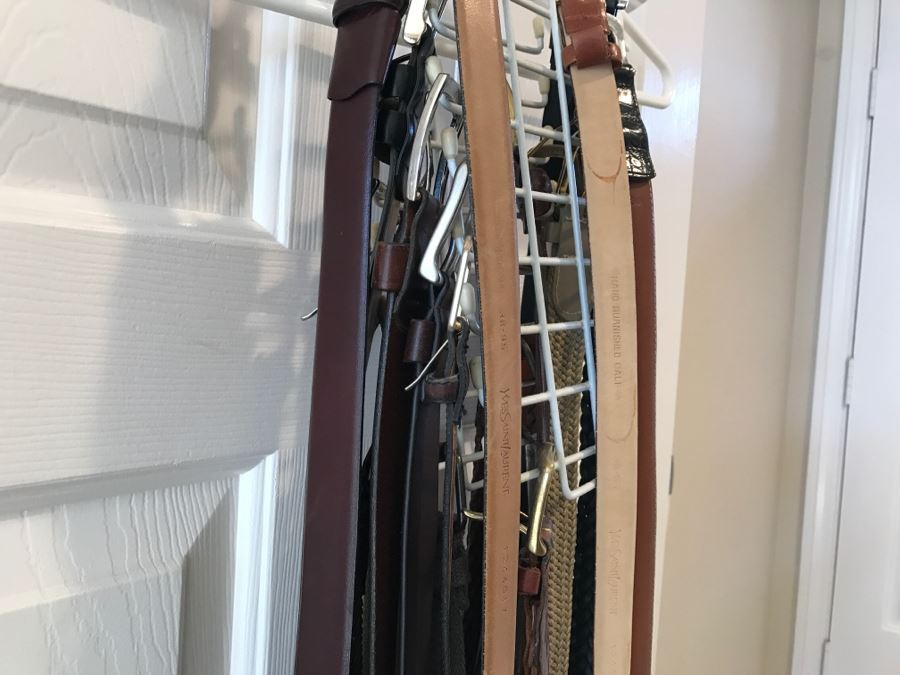 Nice Collection Of Men's Leather Dress Belts Yves Saint Laurent, Pierre Cardin And More Sizes 38ish [Photo 2]