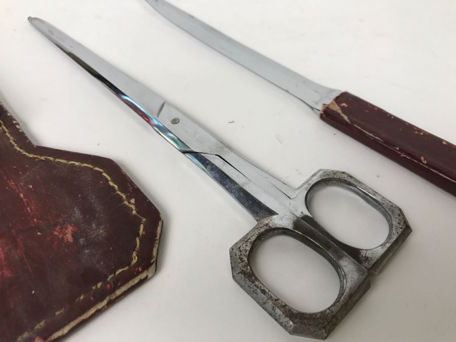 Vintage Scissors And Letter Opener With Sheath [Photo 4]