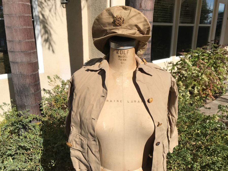 Vintage Girls ARMY Nurse WWII Uniform Hand Made In India Includes Jacket With Belt, (2) Hats, (2) Skirts And Extra Buttons [Photo 3]