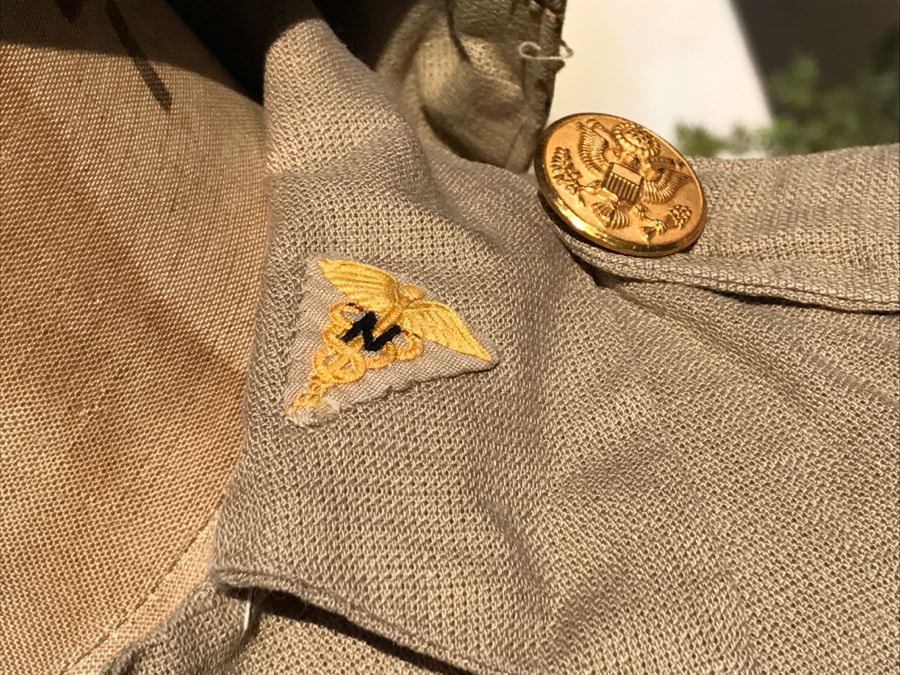 Vintage Girls ARMY Nurse WWII Uniform Hand Made In India Includes Jacket With Belt, (2) Hats, (2) Skirts And Extra Buttons [Photo 7]