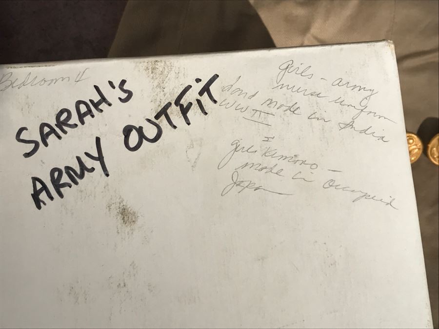 Vintage Girls ARMY Nurse WWII Uniform Hand Made In India Includes Jacket With Belt, (2) Hats, (2) Skirts And Extra Buttons [Photo 2]