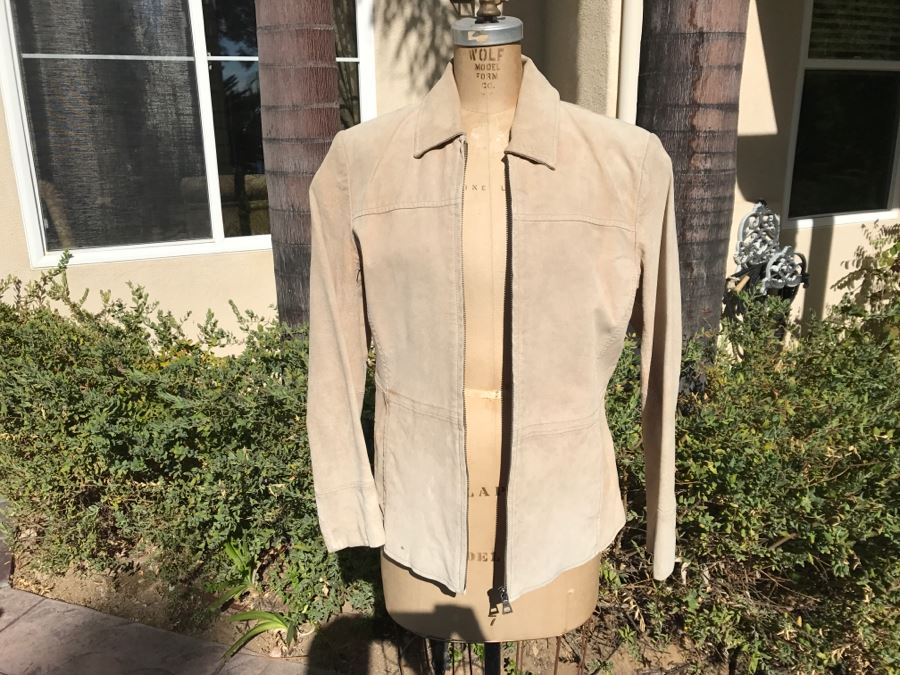 Women's Tan Suede Leather Jacket Size PM [Photo 2]