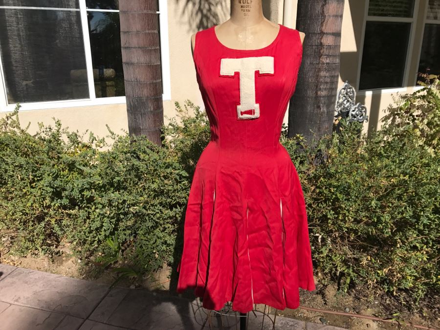Vintage Red Temple University Cheerleading Uniform Outfit