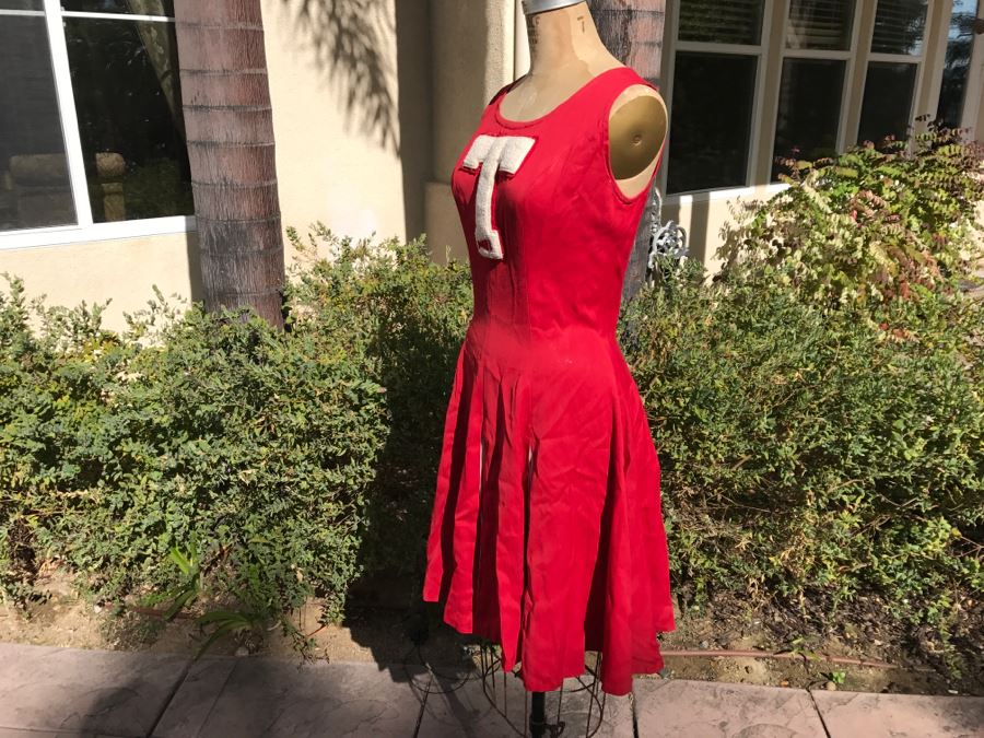 Vintage Red Temple University Cheerleading Uniform Outfit [Photo 5]