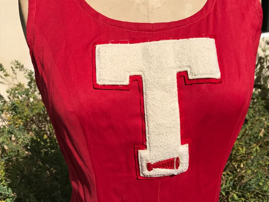 Vintage Red Temple University Cheerleading Uniform Outfit [Photo 3]